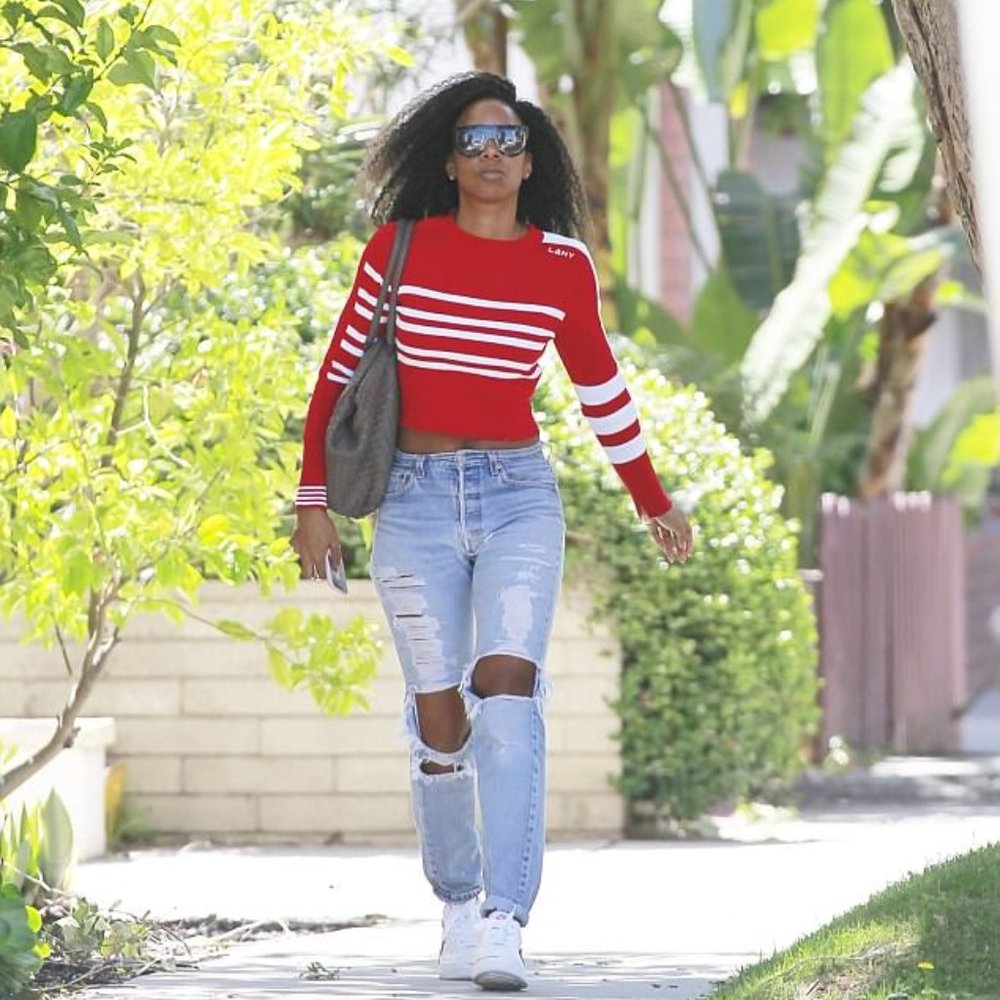 Designer Red and White Striped Pullover Sweater